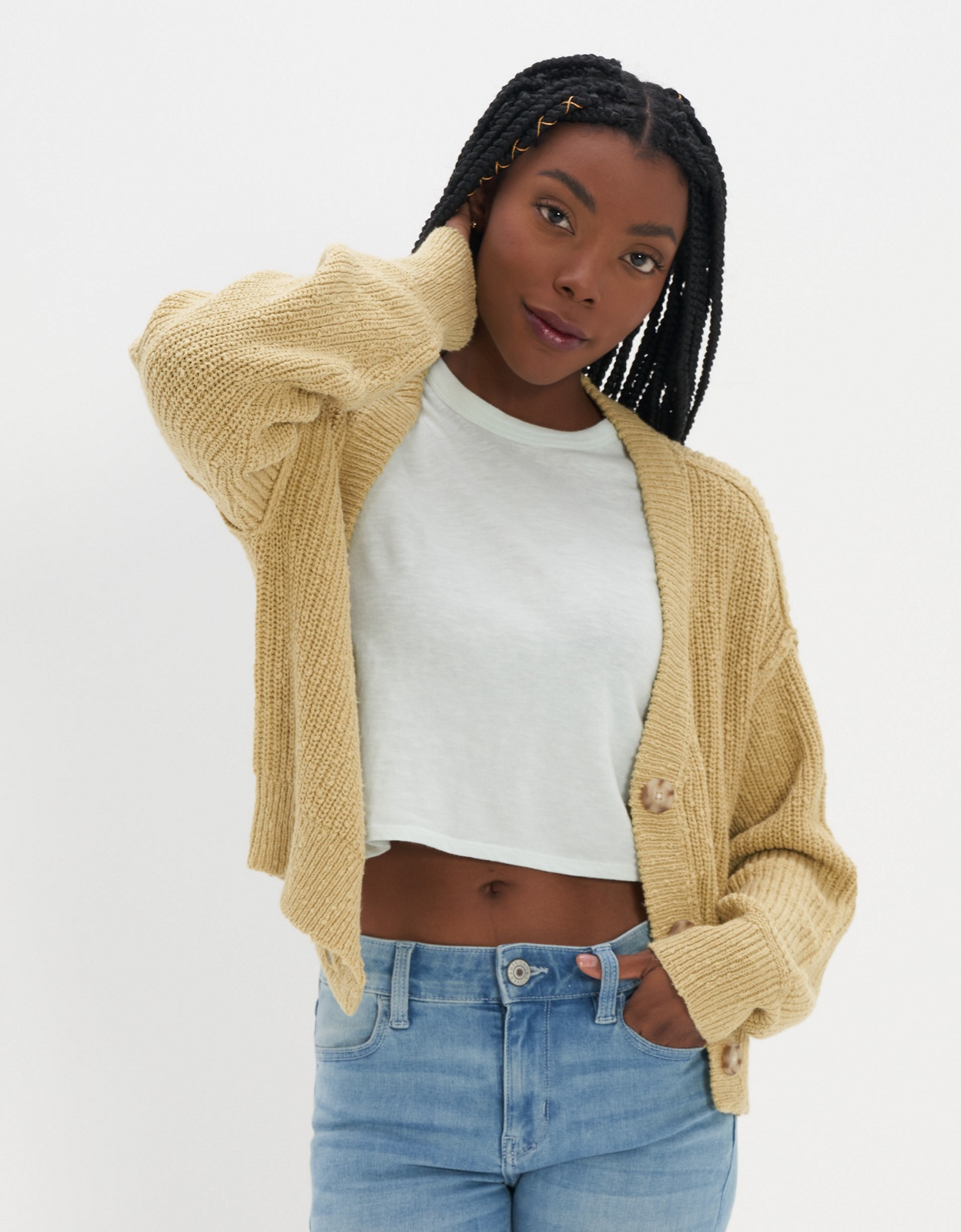 American eagle sale yellow cardigan