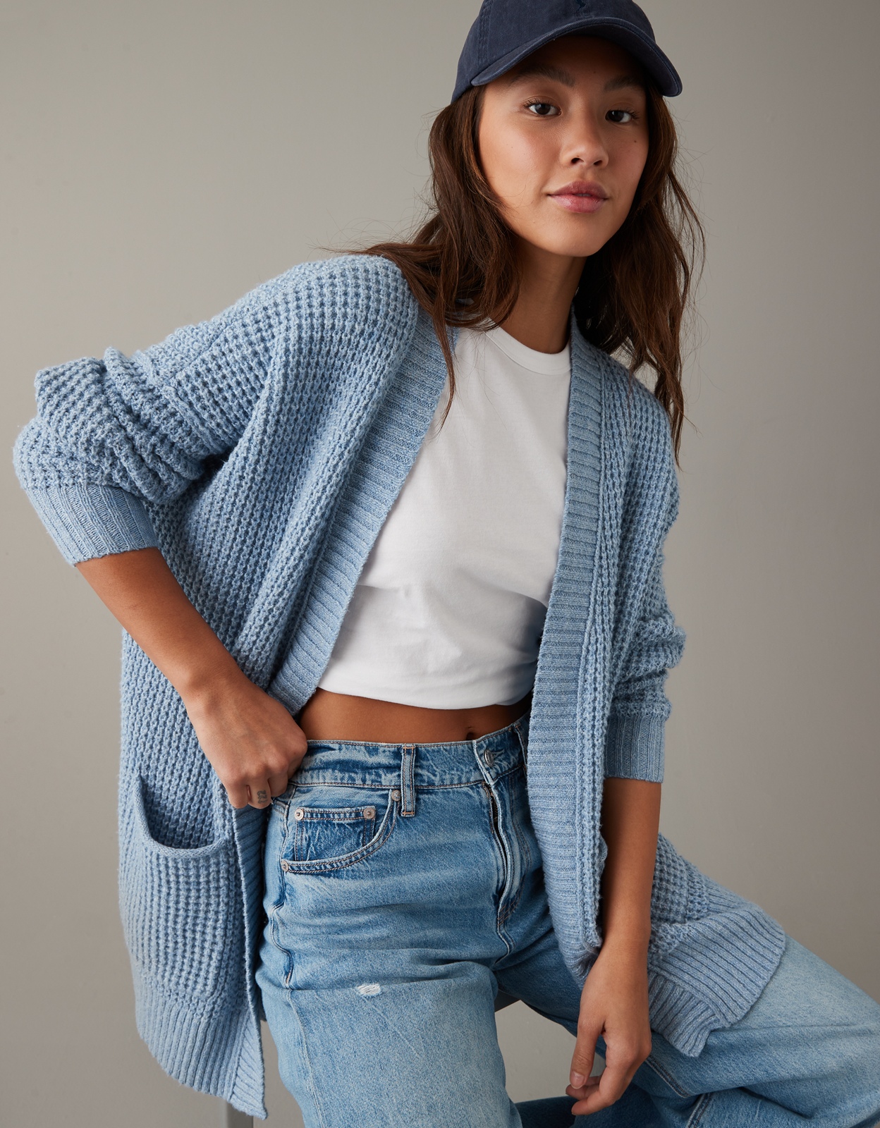 Ae ribbed shop boyfriend cardigan