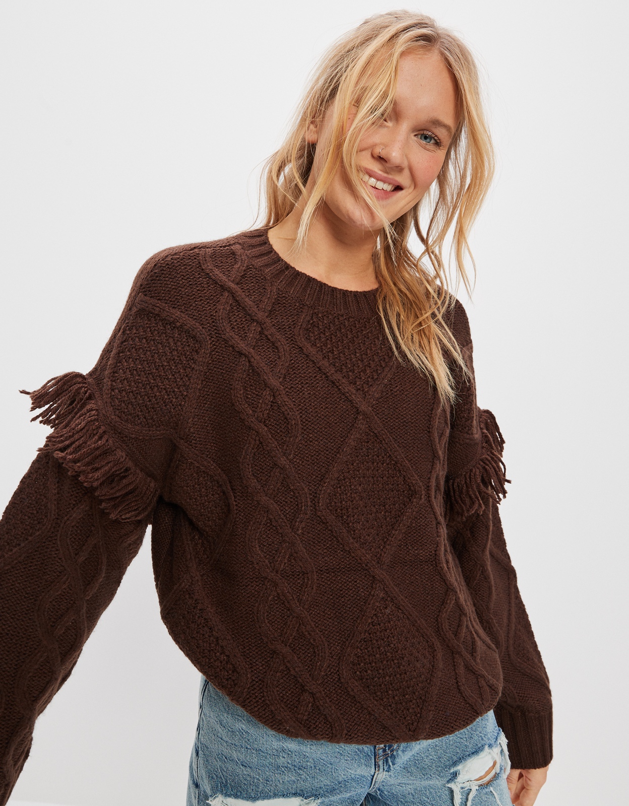 Womens on sale fringe sweater