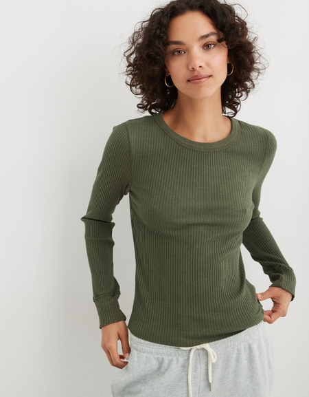 Aerie Ribbed Henley Long Sleeve T-Shirt, After 5 Months at Home, I Finally  Found the Comfiest Loungewear